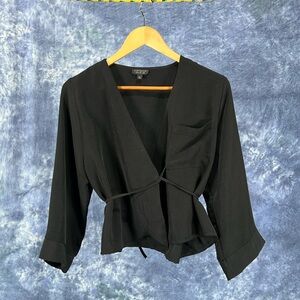 Black Top Shop Faux Wrap Blouse Sz 4